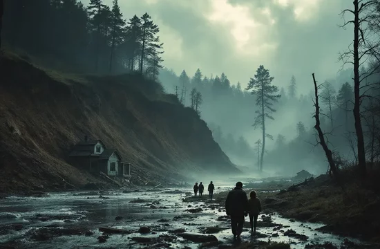 Разрушительный оползень в