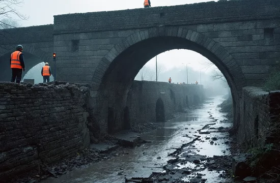 Повреждённый мост в
