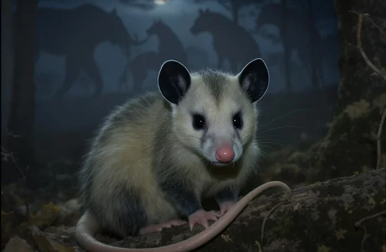 Виргинский опоссум: живая