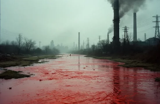 Кроваво-красная река в