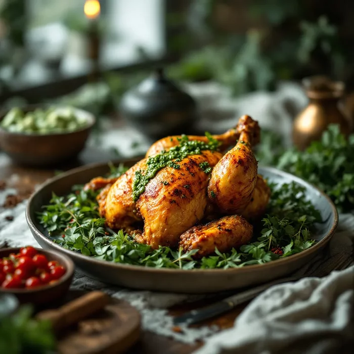 Как пасхальная курица преображается с зеленым чутни?