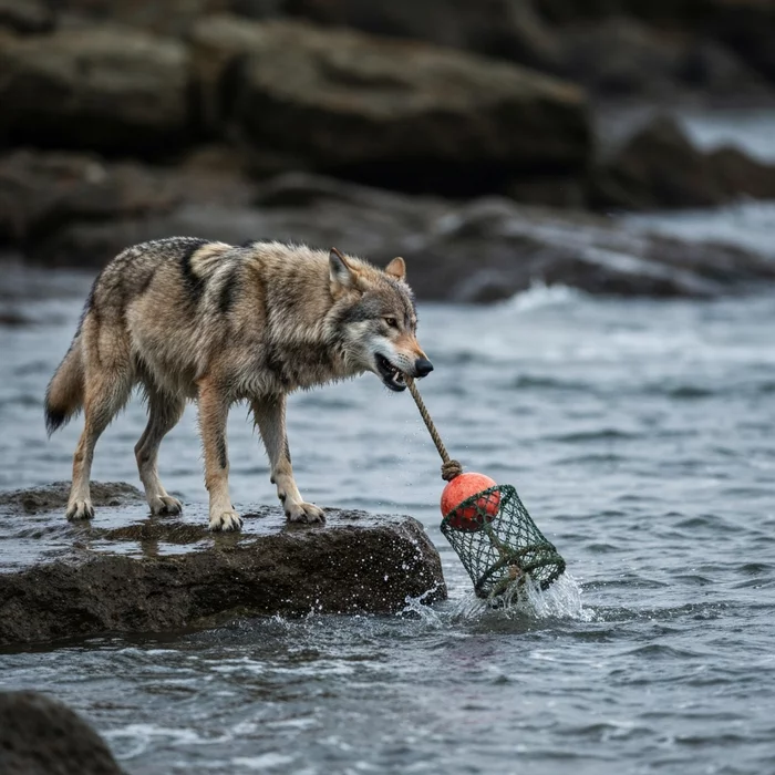 Способен ли дикий волк освоить использование инструментов ради добычи крабов?