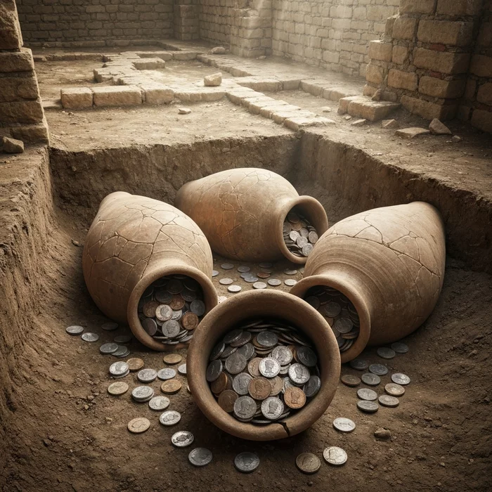 Обнаружение огромного хранилища с сорока тысячами римских монет под полом дома во французском сеноне