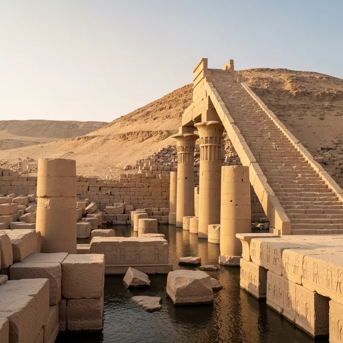 Что скрывали под водой руины солнечного храма фараона ниусера и обнаруженный там уникальный публичны