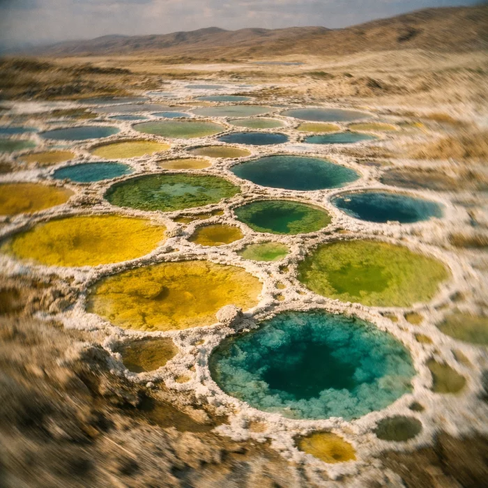 Почему священное озеро хилук в Канаде покрывается разноцветными пятнами из минералов?