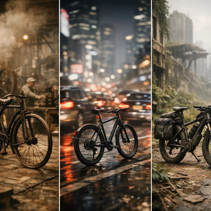 Трансформация двухколесного будущего: от индустриального триумфа до постапокалиптического выживания