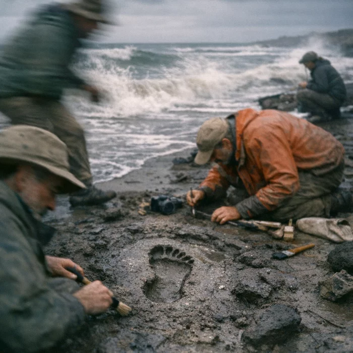 Успели ли археологи спасти двухтысячелетние следы с шотландского пляжа до прилива?