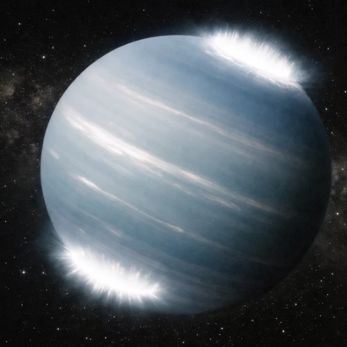 Космическая обсерватория Джеймс Уэбб зафиксировала движение гигантских белых полярных сияний в атмосфере Урана