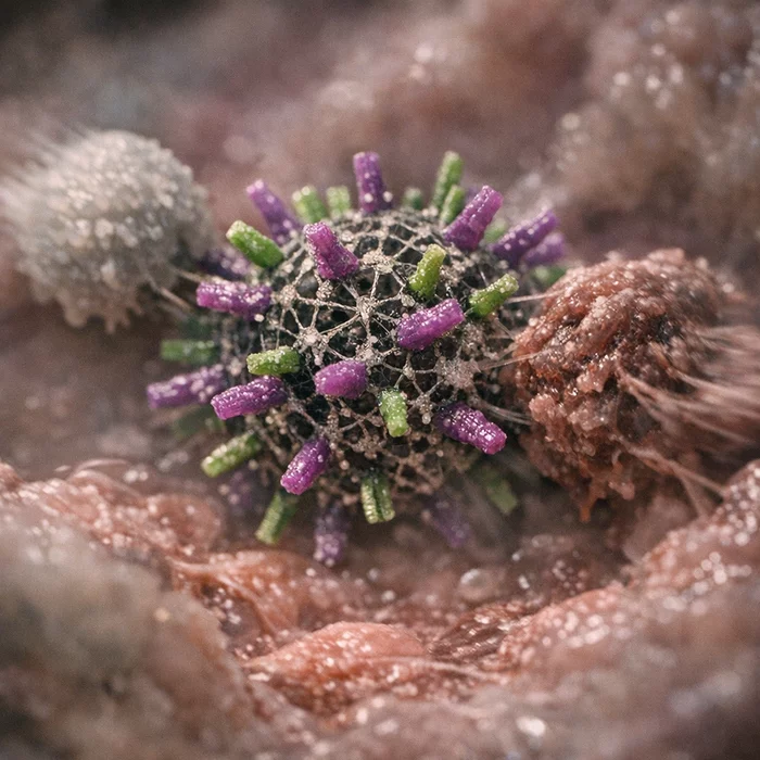 Сможет ли экспериментальная нановакцина с пурпурными и зелеными белками победить ВПЧ-зависимый рак горла?