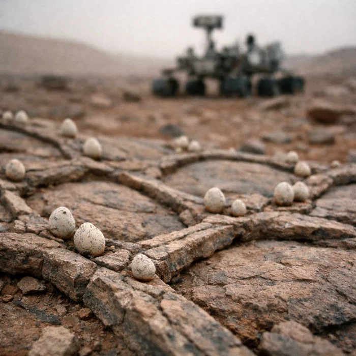 Каменная паутина Марса скрывает необъяснимые яйцевидные образования