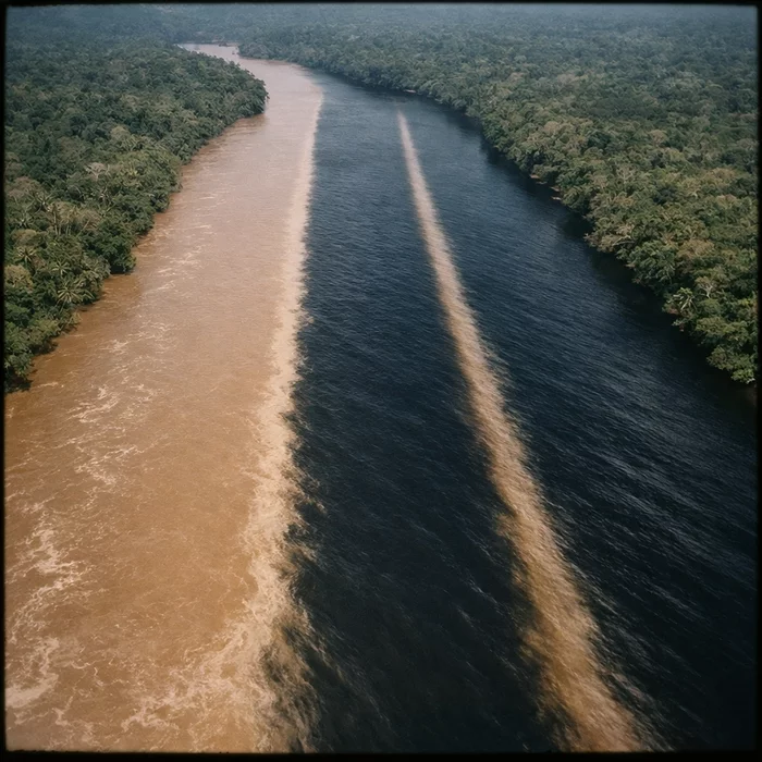 Три реки в Гайане сливаются, но отказываются смешиваться