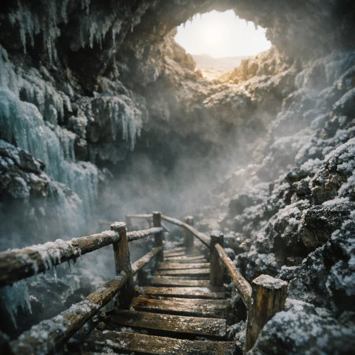 Ледяная пещера внутри вулкана: как в раскалённой Нью-Мексико тысячелетиями растёт лёд