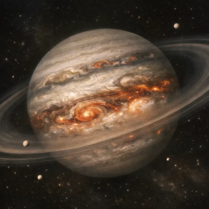 Хаотичная атмосфера Сатурна глазами двух главных телескопов NASA