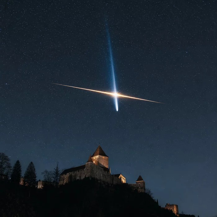 Комета и метеорит нарисовали букву X над чешским замком